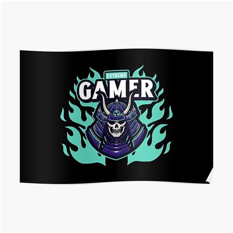 Extreme Gamer With Samurai Helmet Poster For Sale By Privarshu