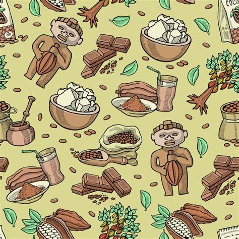 Premium Vector Cocoa Seamless Pattern Cartoon Chocolate Sweet Food