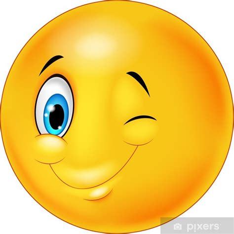 Poster Glücklicher Emoticon Smiley Mit Den Augen Blinken Pixersch