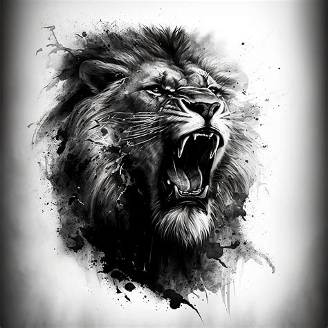 Lion Tattoo Design White Background Png File Download High Etsy Australia