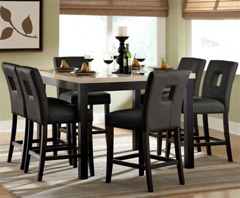 Archstone 7 Piece Black Counter Height Set Modern Dining Tables