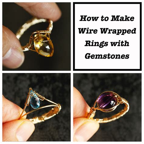 How To Make Wire Wrapped Rings For Three Different Shape Gemstones Crystals And Clay Wire