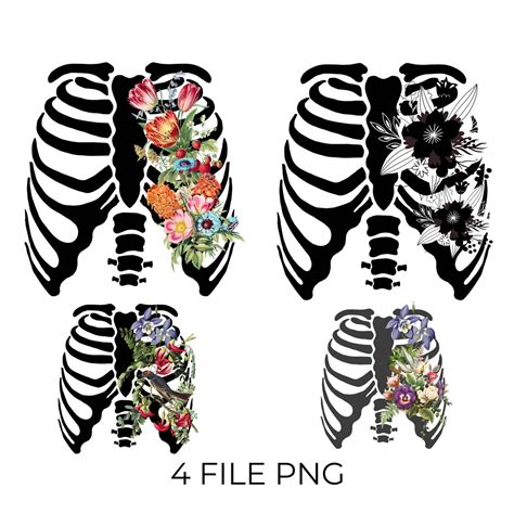 Rib Cage Floral Png Rib Cage Floral Png Ribcage Flowers Png Etsy