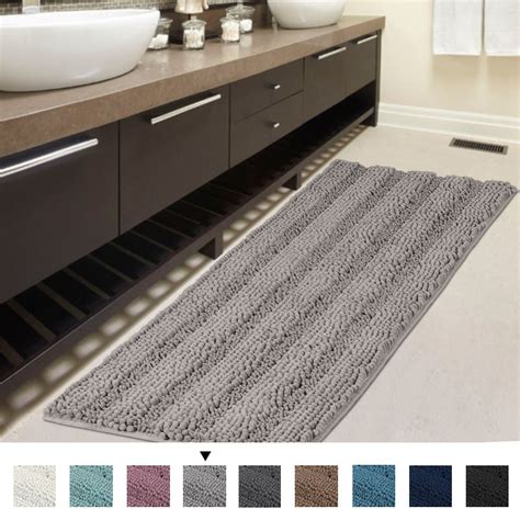 Slip Resistant Bath Rug Runner Washable Striped Large Chenille Shaggy