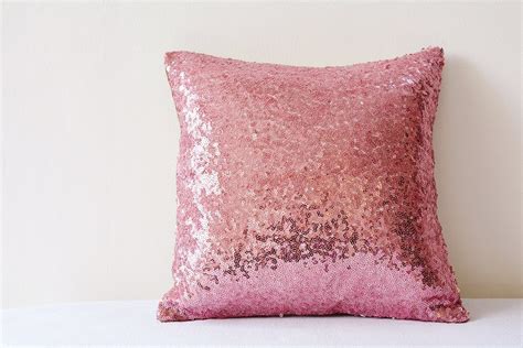 Rose Pink Shiny Sequin Pillow Cover Rose Pink Holiday Decor