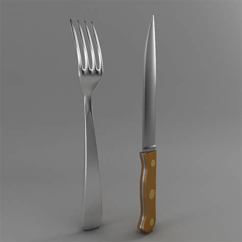 Fork and Wood Handle Knife #Wood, #Fork, #Knife, #Handle | Wood handle, 3d model, Household