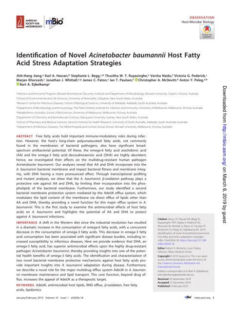 Pdf Identification Of Novel Acinetobacter Baumannii Host Fatty Acid
