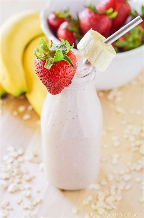 Strawberry Banana Oatmeal Breakfast Smoothie Recipe Know Your Produce