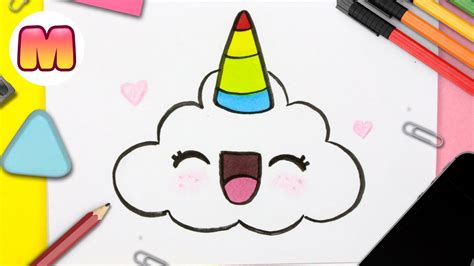 COMO DIBUJAR UNA NUBE UNICORNIO KAWAII Dibujos Kawaii Faciles Como