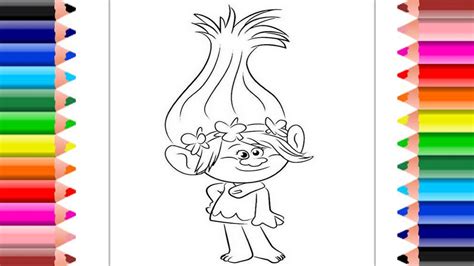 Queen poppy is the current queen of the pop trolls, peppy's daughter, and the female protagonist of the dreamworks trolls franchise. Coloring Trolls Poppy / Coloring Pages for Kids / Clip for ...