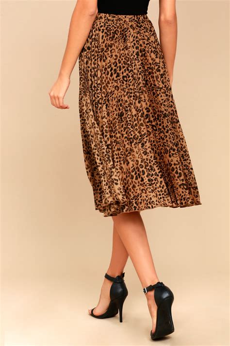 Others Follow Roxie Leopard Pleated Skirt Midi Skirt