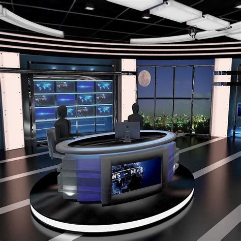 Tv Virtual Stage News Room Studio 027 Cgtrader