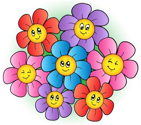 Find the perfect cartoon of garden flowers stock photo. Five cartoon flowers on meadow — Stock Vector © clairev ...