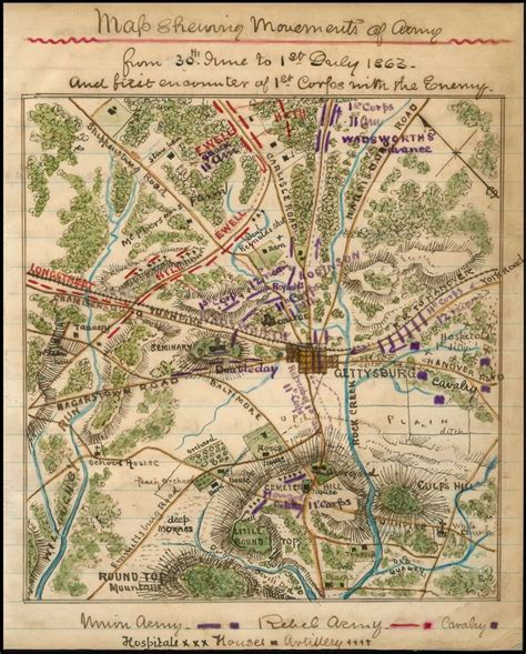1861 Gettysburg Pennsylvania Civil War Map 18x14 Robert Knox