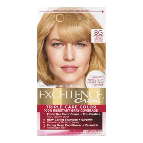 Loreal Paris Excellence Creme 8g Medium Golden Blonde Permanent Triple Care Hair Color 10 Ct