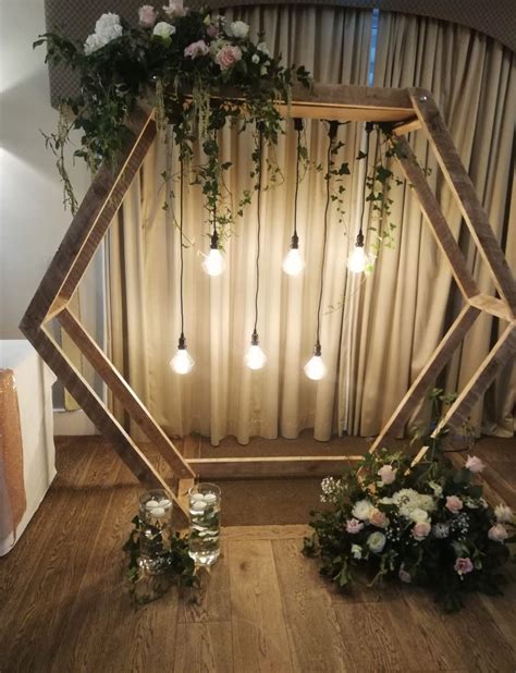 Hexagon Geometric Wedding Arbor Arch With Edison Bulbs Hire At 315 Bar