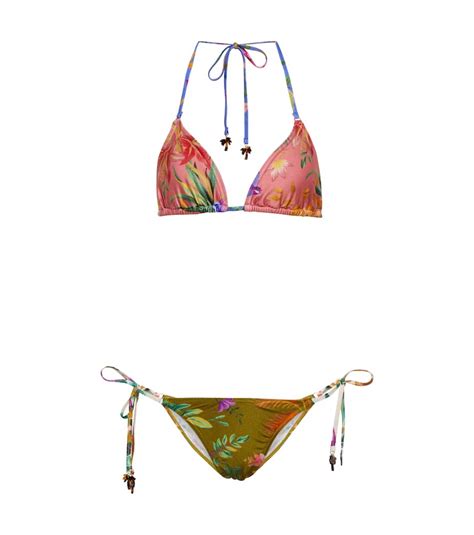 zimmermann tropicana mini triangle two piece bikini set in spliced modesens