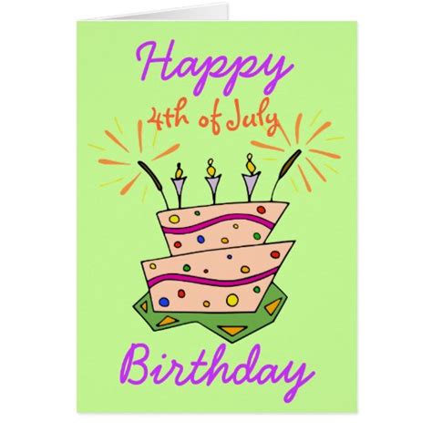 4th Of July Happy Birthday Fireworks Cake Candles Card Zazzle