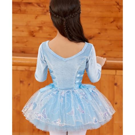 Girls Light Blue Velvet Tutu Skirt Ballet Dance Dress For Kids Stage