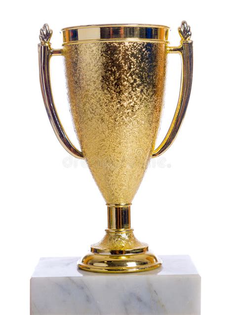 Gold Trophy On A Marble Base With White Background Stock Photo Image