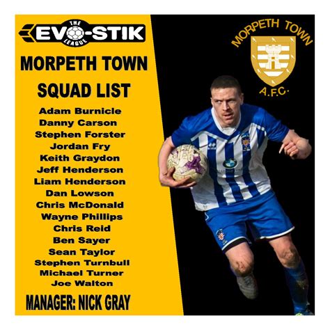 Squad List Released Morpeth Town Afc