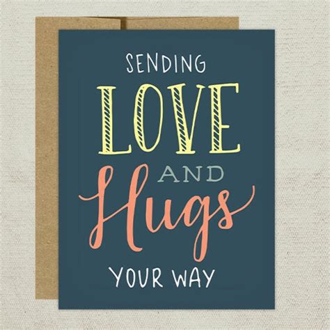 Sending Love And Hugs Your Way Greeting Card Hand Drawn
