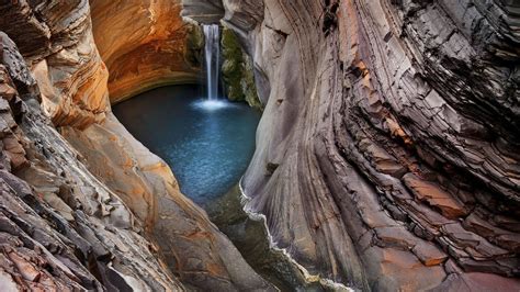 Nature Waterfall Landscape Cave Wallpapers Hd Desktop