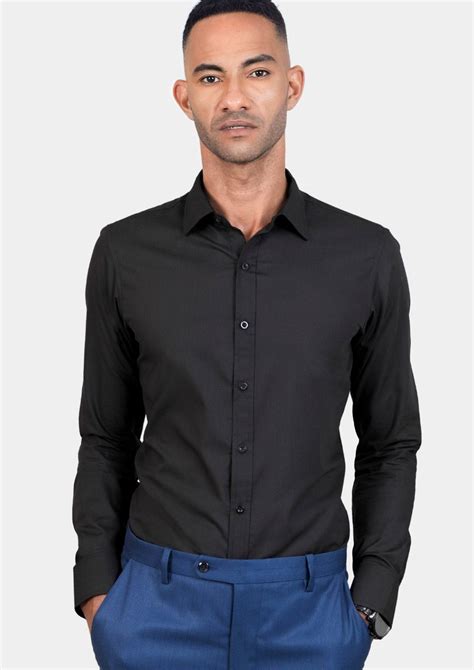 Blue Cotton Broadcloth Shirt Sartoro Custom Dress Shirts For Men