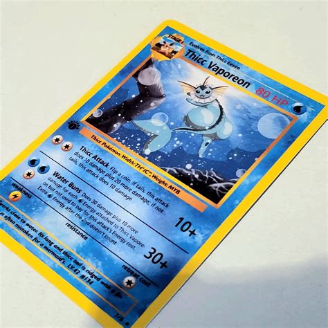 Thicc Vaporeon Holographic Custom Made Pokemon Card Etsy Uk