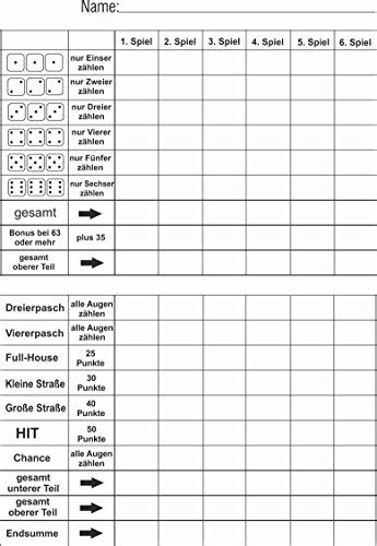 Kniffelblock DIN A5 50 Blatt hergestellt von P&P24 - spielwaren-kaufen.info