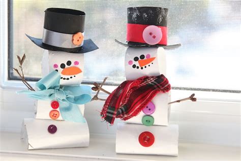 Stacked Toilet Paper Roll Snowman Craft Happy Hooligans