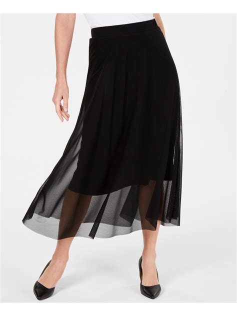 Alfani 60 Womens New 0359 Black Tea Length Pleated Casual Skirt L Bb