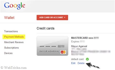 Click delete next to the card information that you'd like to remove. How to Remove/Delete your Credit Card from Google Play