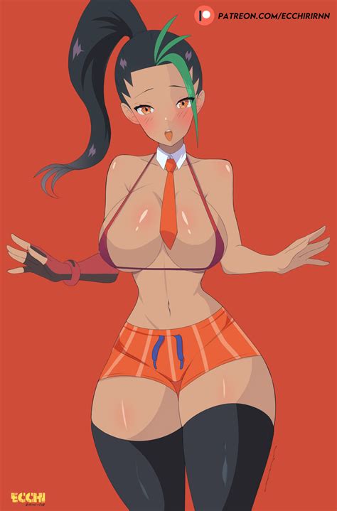 rule 34 1girls athan arion big breasts bikini top black hair black thighhighs blush bottomwear