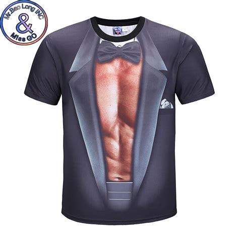 Funny Fake Suit D T Shirt Men Summer New Short Sleeve Tee Shirt