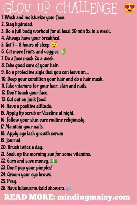 30 Days Glow Up Challenge Self Improvement Tips Perfect Skin Care