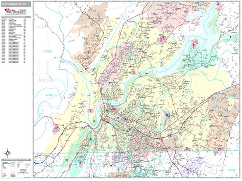 Chattanooga Tennessee Wall Map Premium Style By Marketmaps Mapsales
