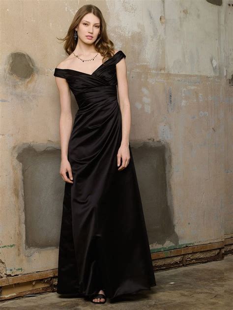 You can make your off the shoulder dress as long or as short as you like. Black Crystal Satin Off-the-shoulder Full Long Bridesmaid ...