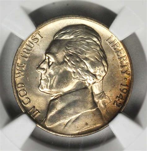 1942 P Silver 5c Ms Jefferson Five Cents Ngc