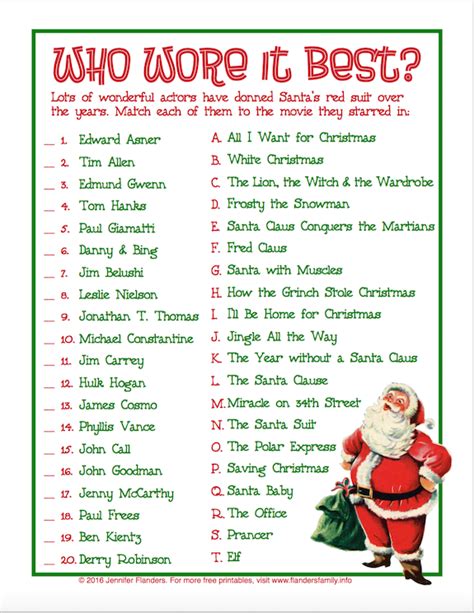 Who Wore It Best Free Printable Christmas Game