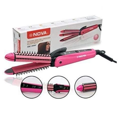 Nova Hair Straightener And Curler Nhc 2009 Beauty Set Ceramic Coating Curly And Straight For Women
