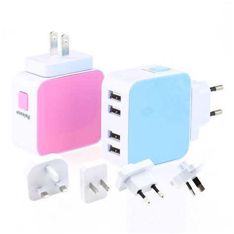 4 usb ports worldwide travel charger adapter with universal plug kit rs525 rees52