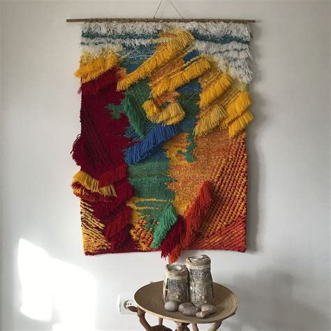 Boho Woven Wall Hanging Textured Tapestry Weaving Autumn Etsy