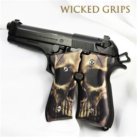 Beretta 92fs Custom Grips Full Skull Face Wicked Grips Custom