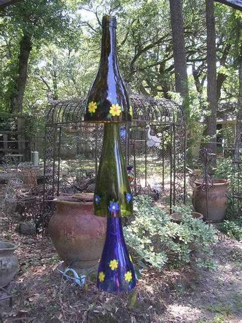Garden Yard Bottle Art Recycled Wine Bottle Wind By Calibama08 2000