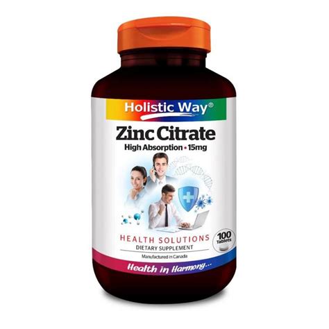 Holistic Way Zinc Citrate High Absorption 15mg Zinc Vitamins And Supplements Health
