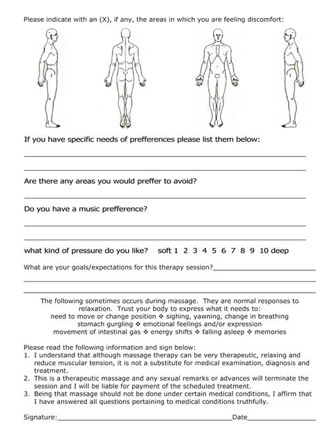 Massage Intake Form I Like The Majority Of This Form But I Would Add