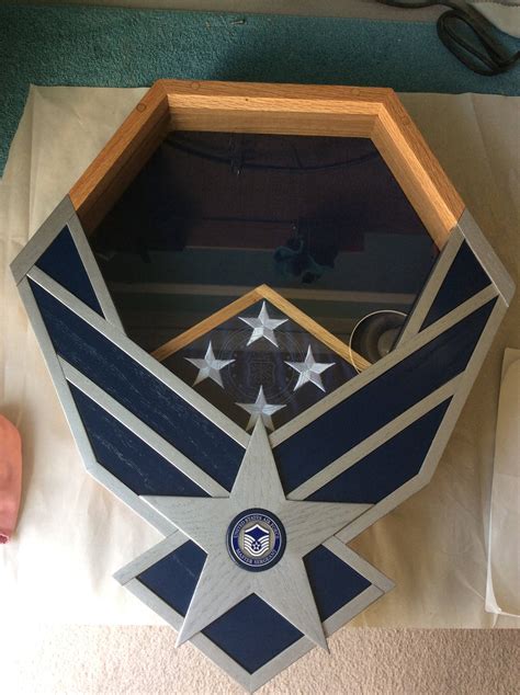Handcrafted Air Force Shadow Box New Silver And Navy Design