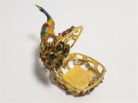 Peacock Jewelry Box Bird Trinket Box Russian Enamel Faberge Etsy