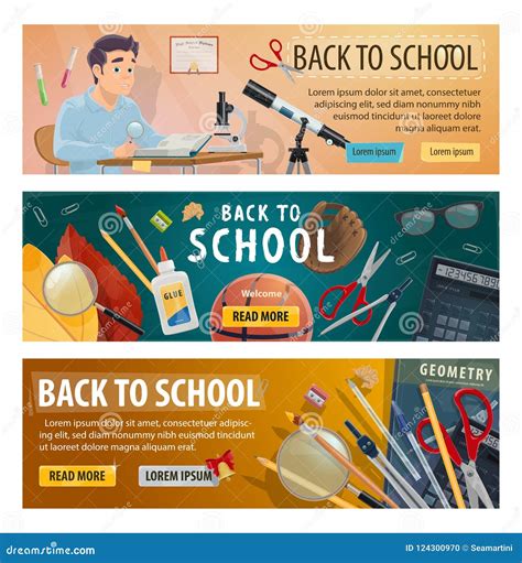 Back To School College Student Study Lesson Banner Stock Vector